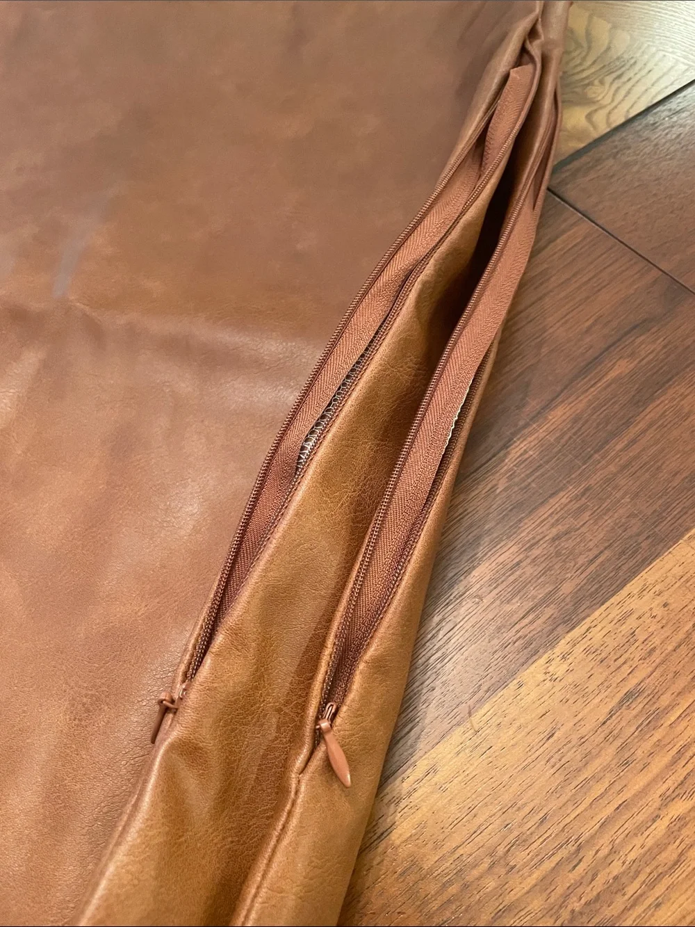 Cognac Brown Faux Leather Accent Pillow Covers - Set of 2 - C9